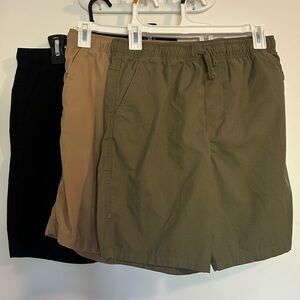 Boy’s 3 Pair Casual Wonder Nation Shorts - Black, Tan, and Green